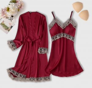 Bordeaux 2-er Satin Set Gr. M + L – Bild 2