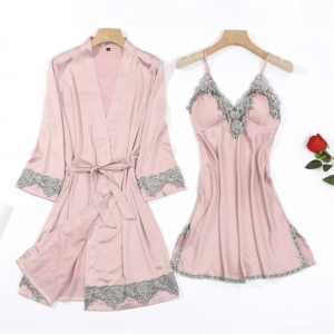 Rosa 2-er Satin Set Gr. M – Bild 2
