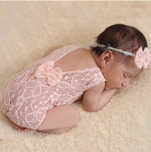 newborn babyoutfit rosa mit Haarband
